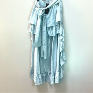 Denim High Low Ruffle Skirt